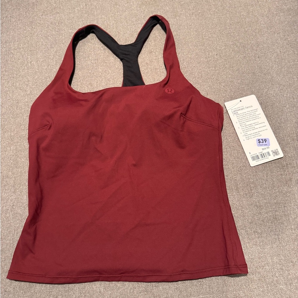 Lululemon (WNBY) Tennis Burgundy Racerback Tank Top SZ 8